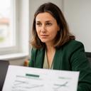 Economista analizando una serie del IPC en una oficina de Poyo